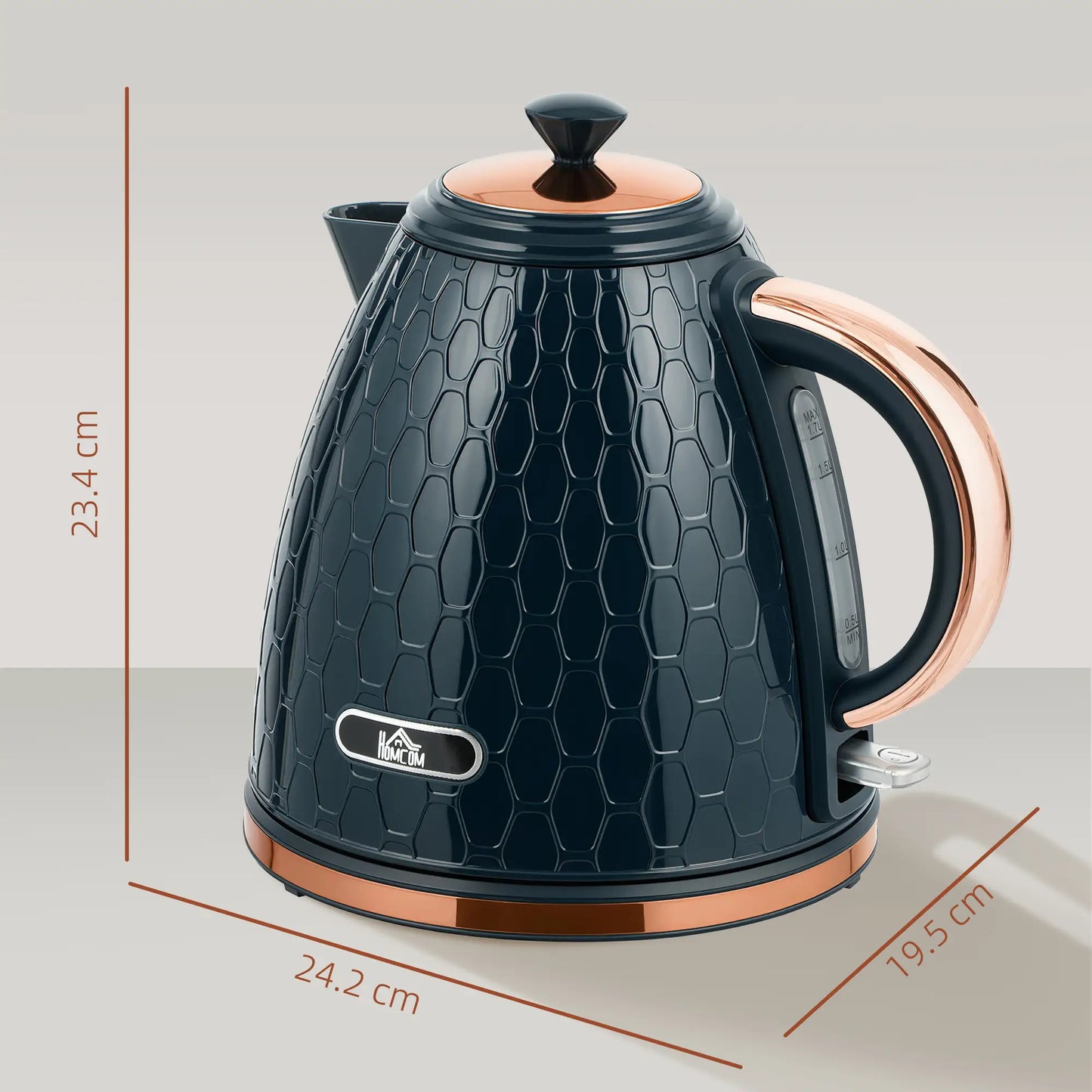 HOMCOM 3000W Rapid Boil Honeycomb Kitchen Electric Kettle - Dark Blue
