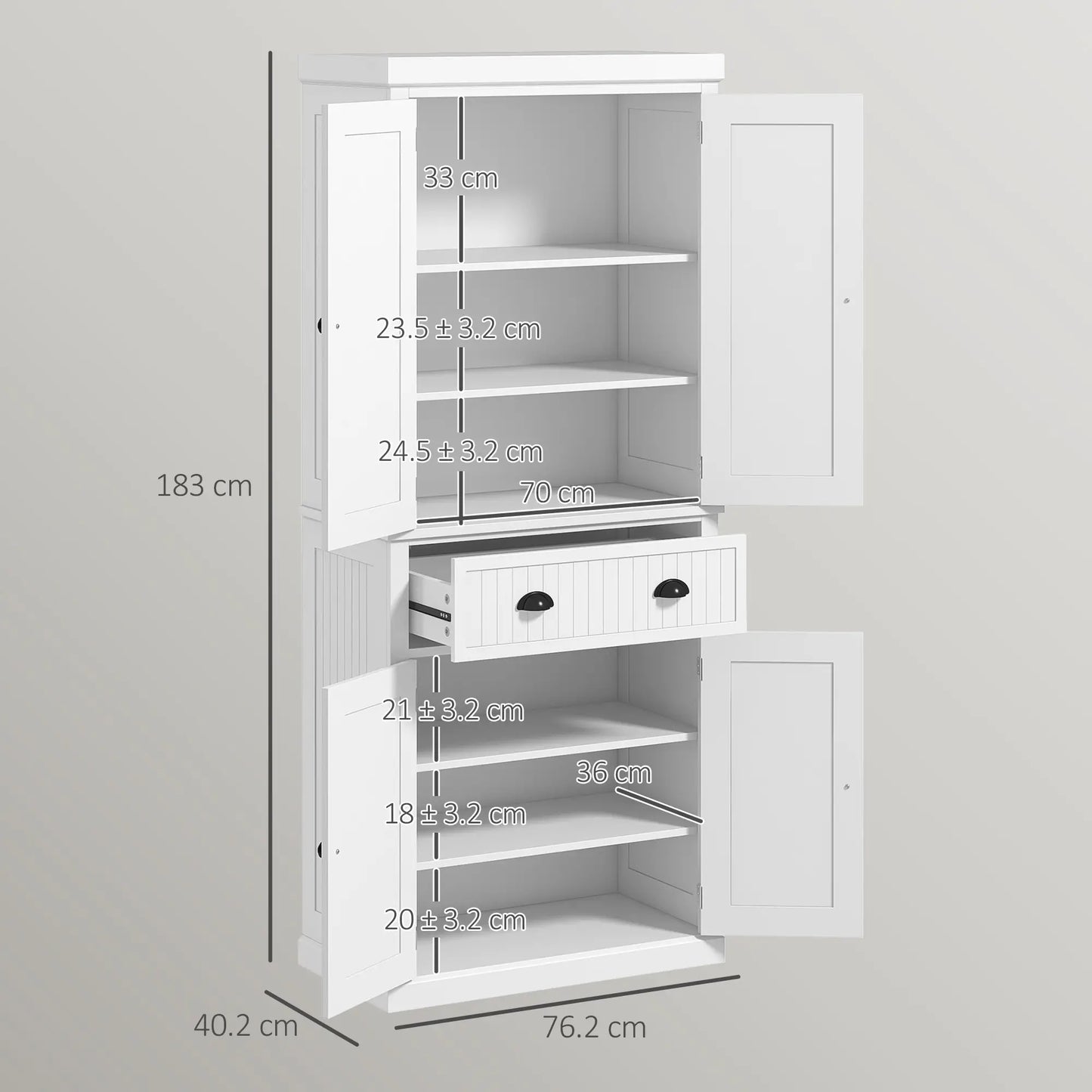 HOMCOM Kitchen Storage Cabinet with Drawer and Adjustable Shelves - White