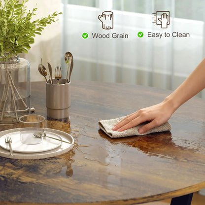 HOMCOM Dining Table, Round Kitchen Table with Anti-Slip Foot Pads for Living Room, Dining Room, Rustic Brown