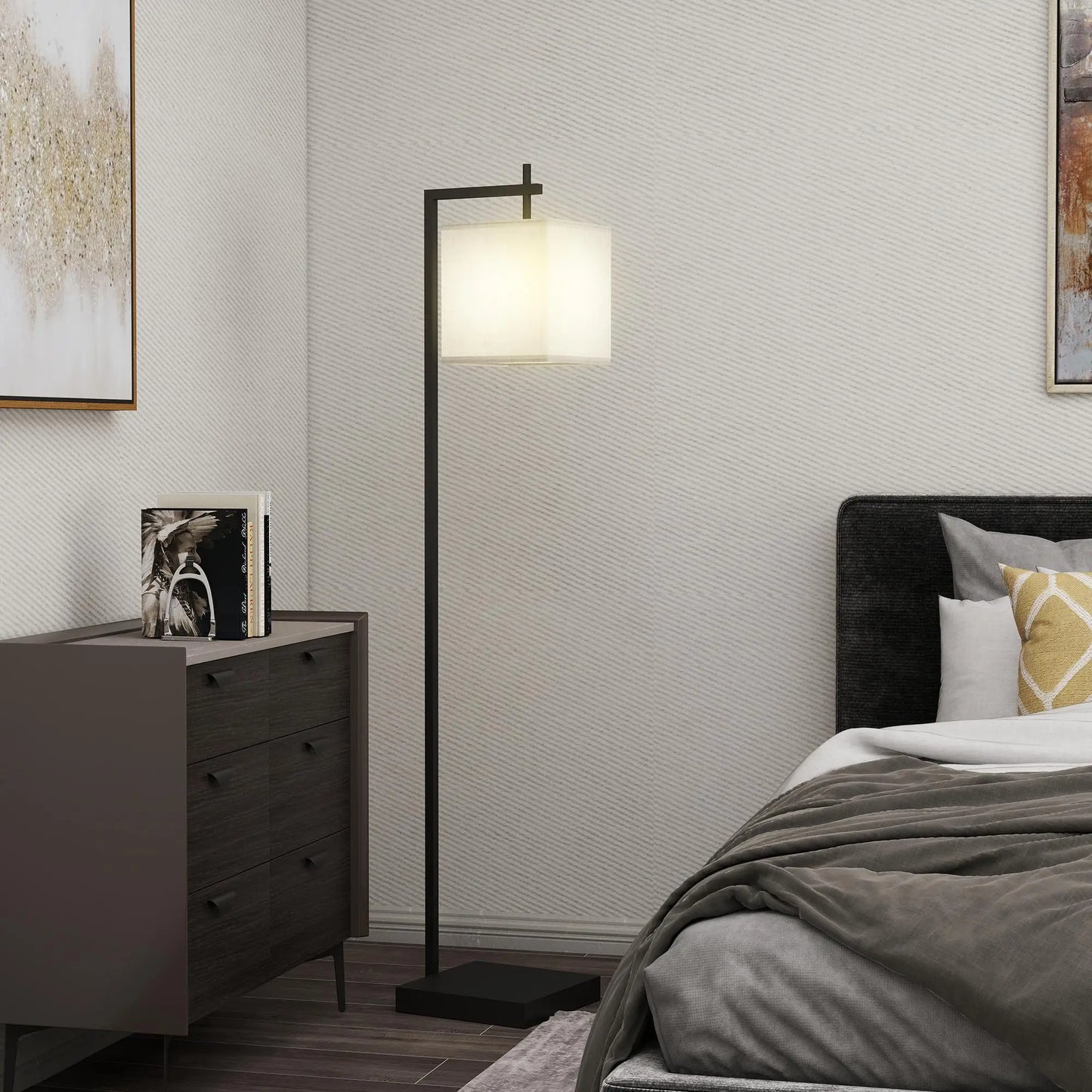 HOMCOM 66" Modern Tall Standing Floor Lamp with Adjustable Colour Temperatures & 10 Brightness Levels, Remote Control