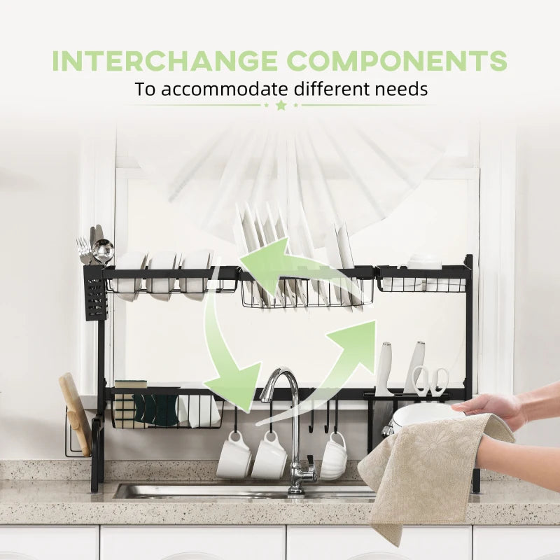 Adjustable Dish Drainer Over The Sink Drying Rack