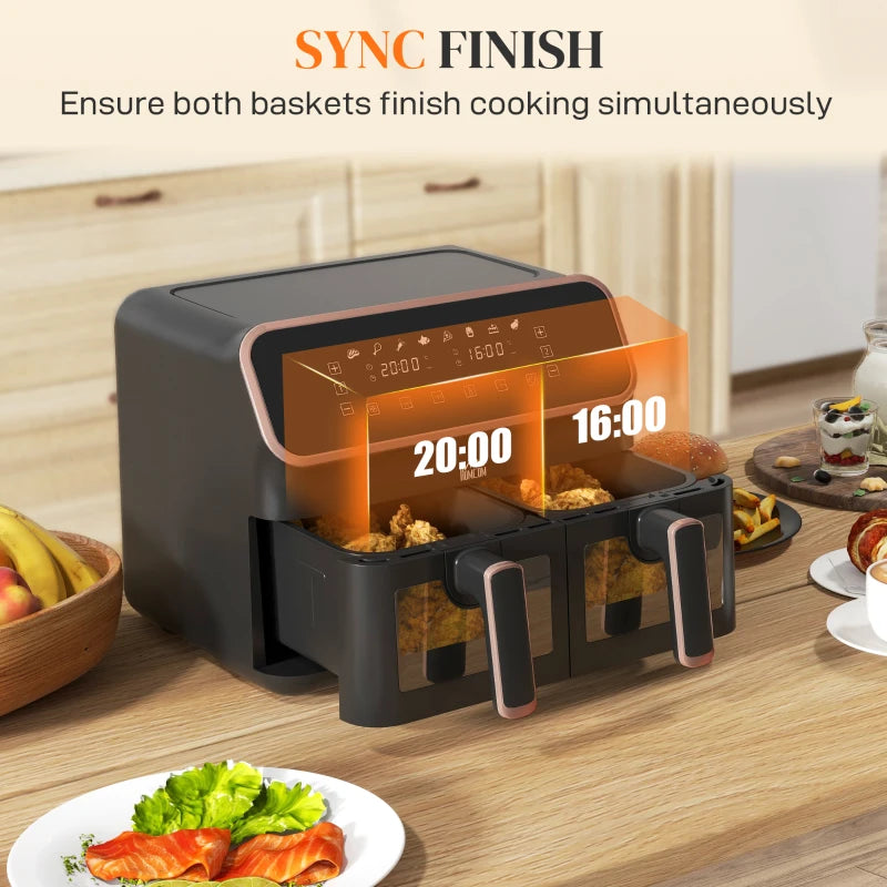 Dual Basket Air Fryer with Sync Function - Black/Gold Tone
