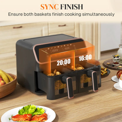 Dual Basket Air Fryer with Sync Function - Black/Gold Tone

