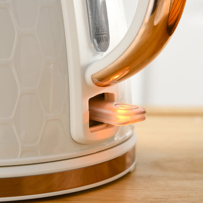 HOMCOM 3kW Rapid Boil Honeycomb Electric Kettle, 1.7L - Cream