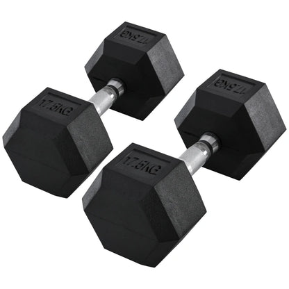 Durable rubber hex dumbbells for home gyms