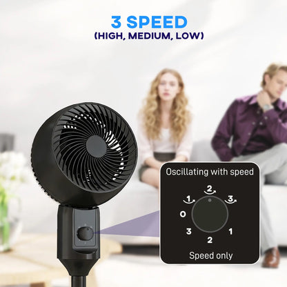 HOMCOM Air Circulator Fan Pedestal Cooling Fan with 3 Speed & Carry Handle, Black