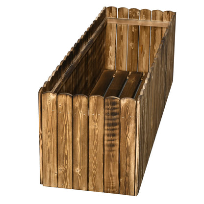 Outsunny 172L Raised Garden Bed, Wooden Rectangle Planter Box, Outdoor Herb Vegetable Flower Pot