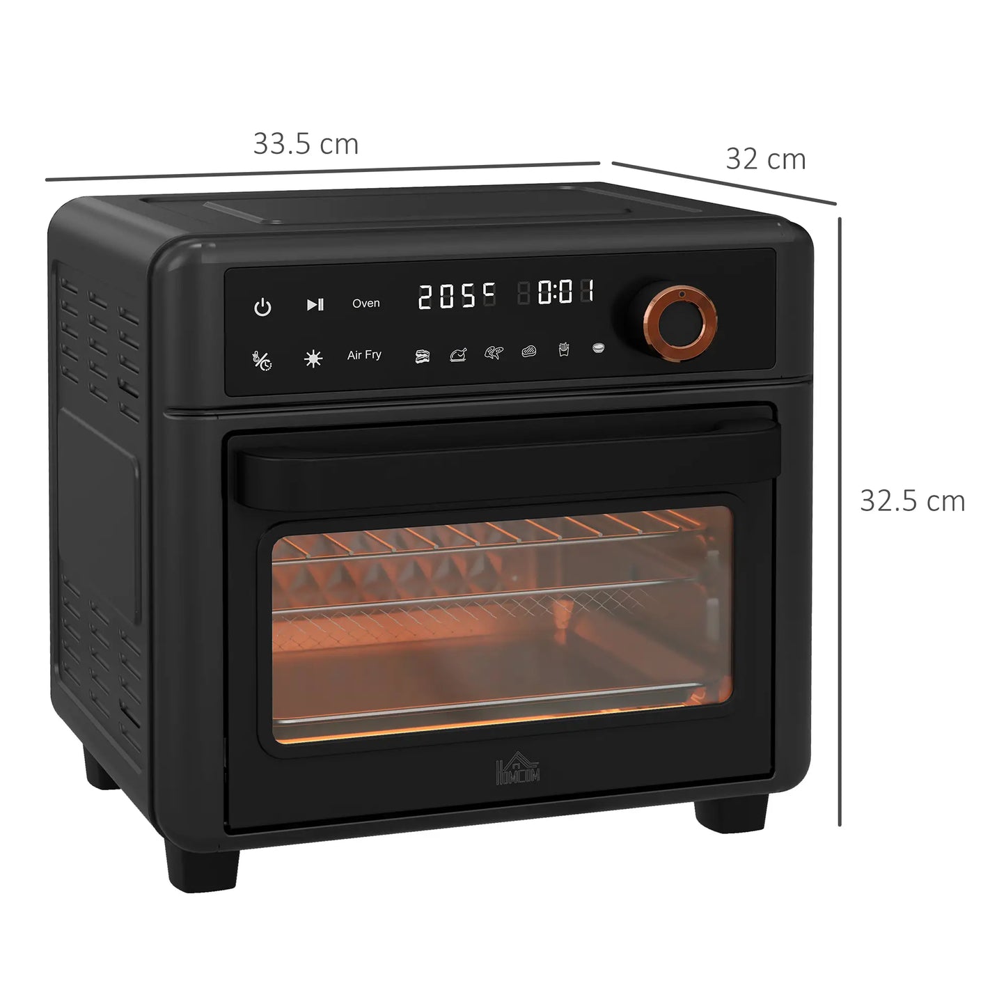 HOMCOM Air Fryer Oven, 13L Mini Oven, Multifunction Countertop Convection Oven w/ 12 Presets 1500W