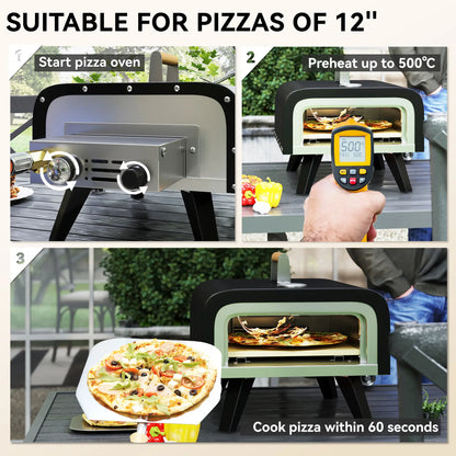 Outsunny Gas Powered 12" Pizza Oven Barbecue Charcoal Grills - Black