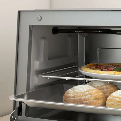 HOMCOM Mini Oven, 9L Countertop Electric Grill, Toaster Oven with Timer, Dishwasher Safe, 750W, Silver