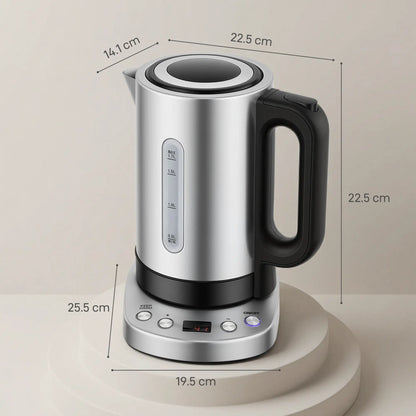 HOMCOM Electric Kettle, 1.7L, Fast Boil, 3kW Water Kettle with UK Strix Thermostat, LCD Base, Silver Tone