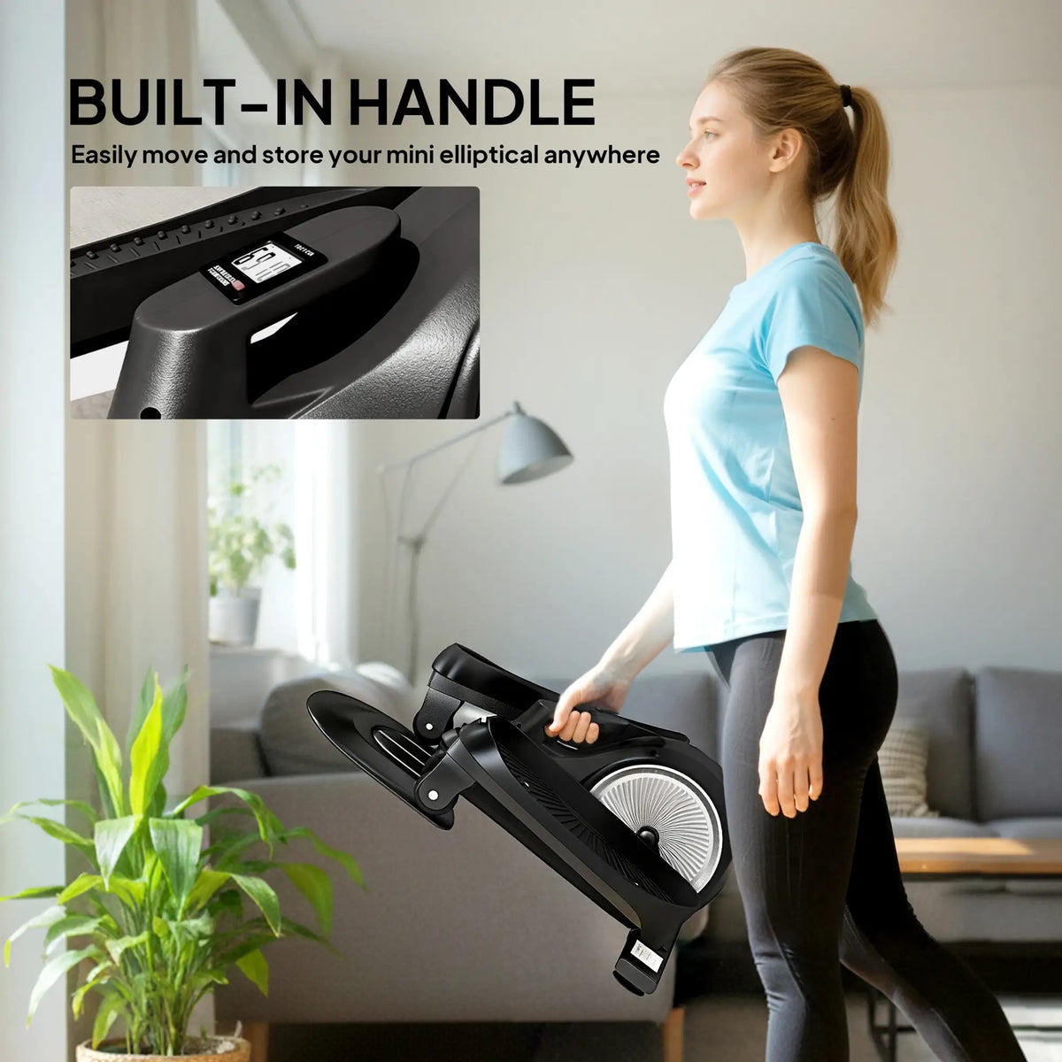 SPORTNOW Under Desk Elliptical Machine with LCD Monitor for 2-in-1 Seat & Stand Up Exercise
