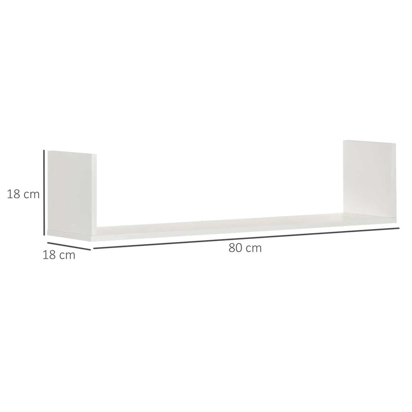HOMCOM Set of 3 Wooden U-Shaped Floating Shelves Set, Wall Mounted Hanging Bookshelf, White