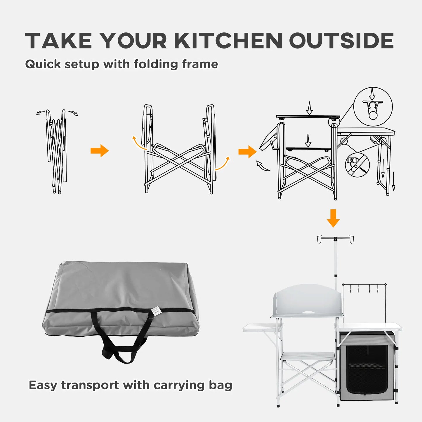 Outsunny Multi-Feature Outdoor Folding Camping & Hiking Kitchen, with Wind Shield