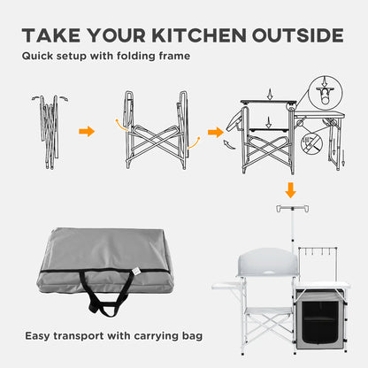 Outsunny Multi-Feature Outdoor Folding Camping & Hiking Kitchen, with Wind Shield