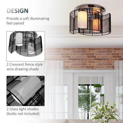 HOMCOM Modern Design Mini Style Flush Mount Ceiling Light Mount with Flush Metal Finish Chandelier for Hallway, Dining Room