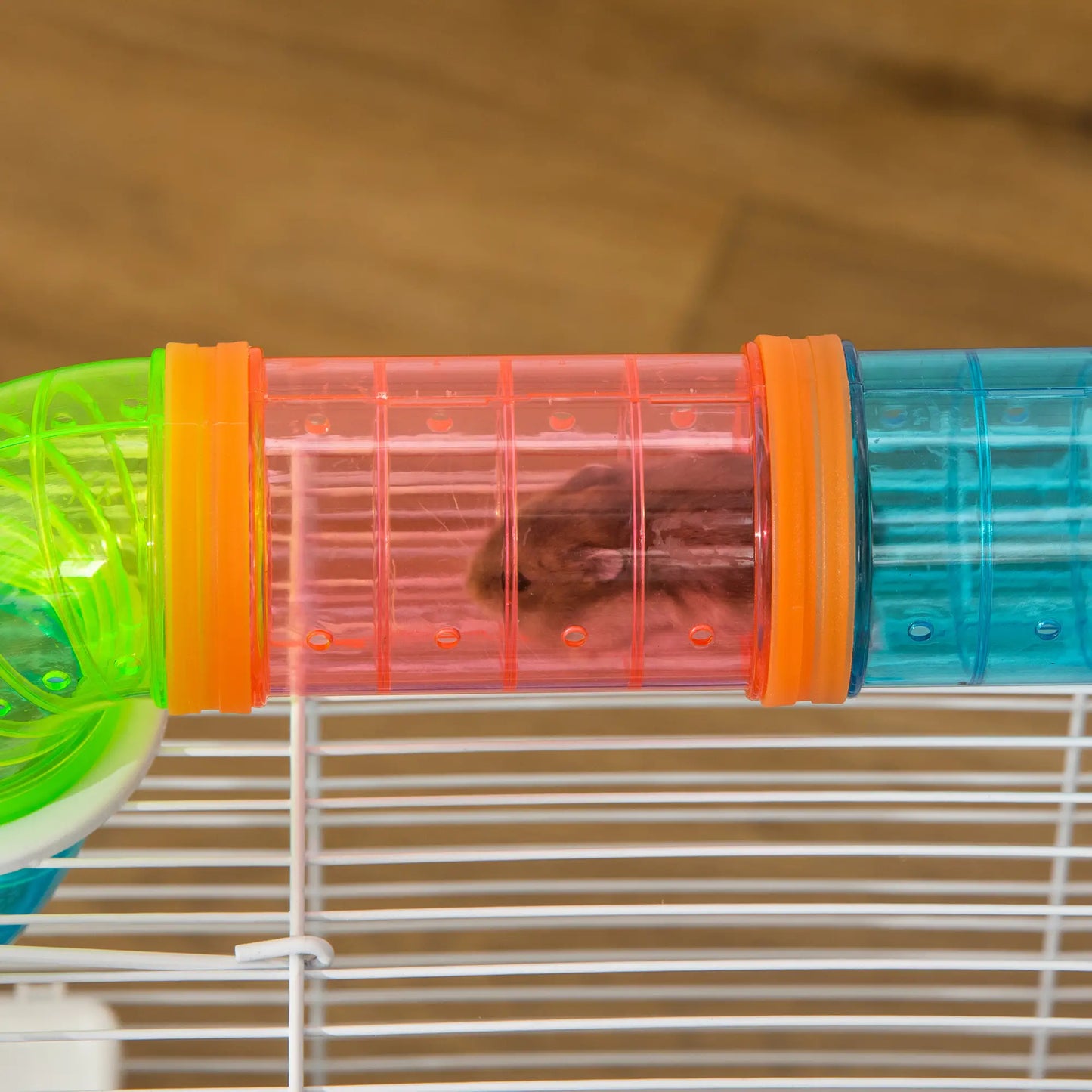 PawHut Hamster Cage, Gerbil Cage 3 Tier for Dwarf Hamster with Tube, Exercise Wheel, Water Bottle, Food Dish - Blue