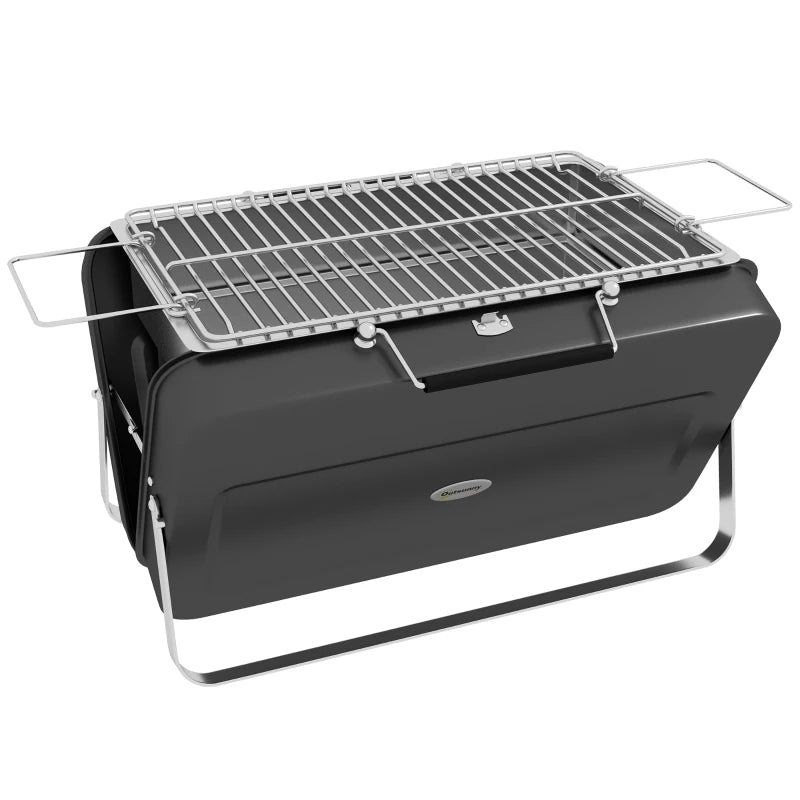Outsunny Metal Suitable-Style Outdoor Barbecue Portable Mini BBQ Grill - Black