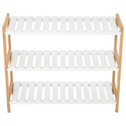HOMCOM 3-Tier Shoe Rack Wood Frame Slatted Shelves Open Hygienic Storage Home Hallway Furniture - Natural