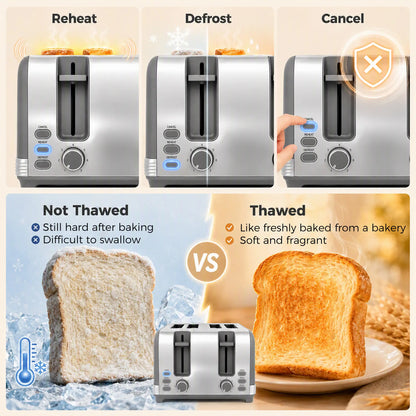 HOMCOM Stainless Steel Fast Boil Cordless Kettle and 4 Slice Toaster Kitchen Set, 1.7L 3000W, Grey