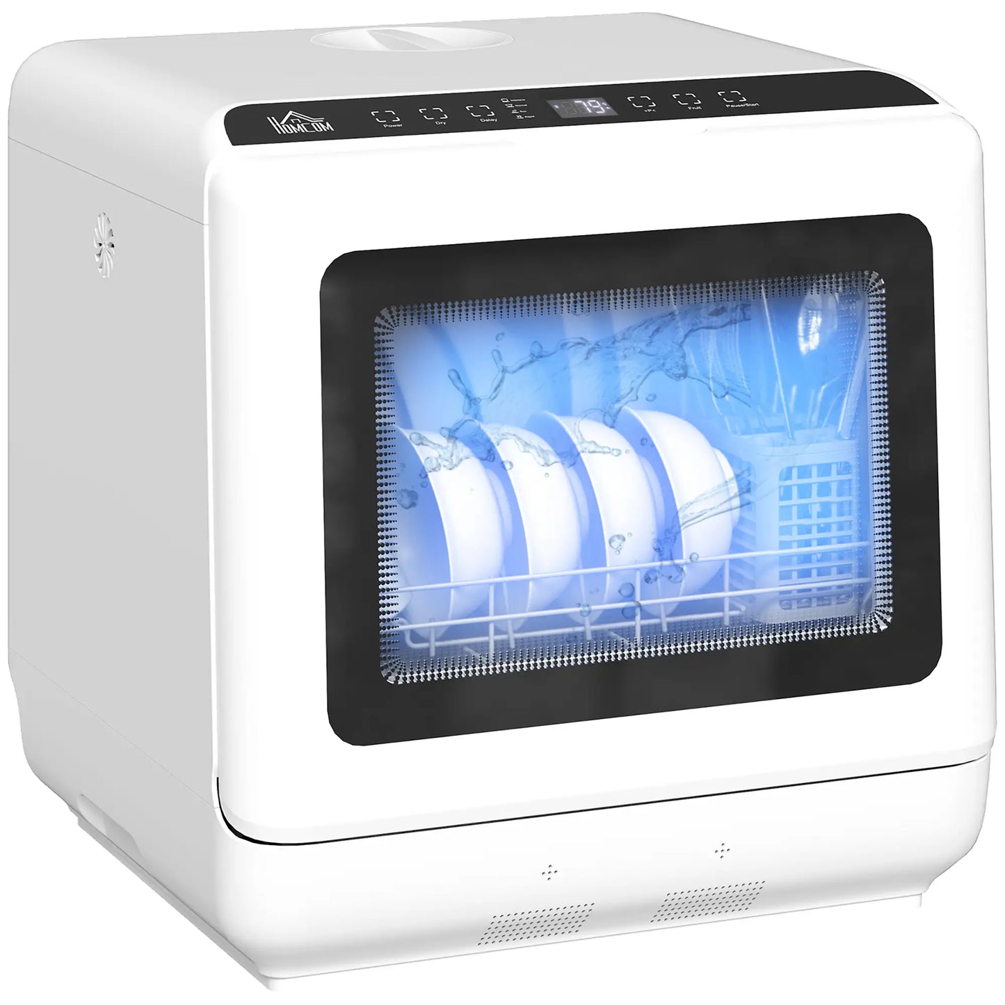 HOMCOM Modern 6L Five-Mode Tabletop Dishwasher - White