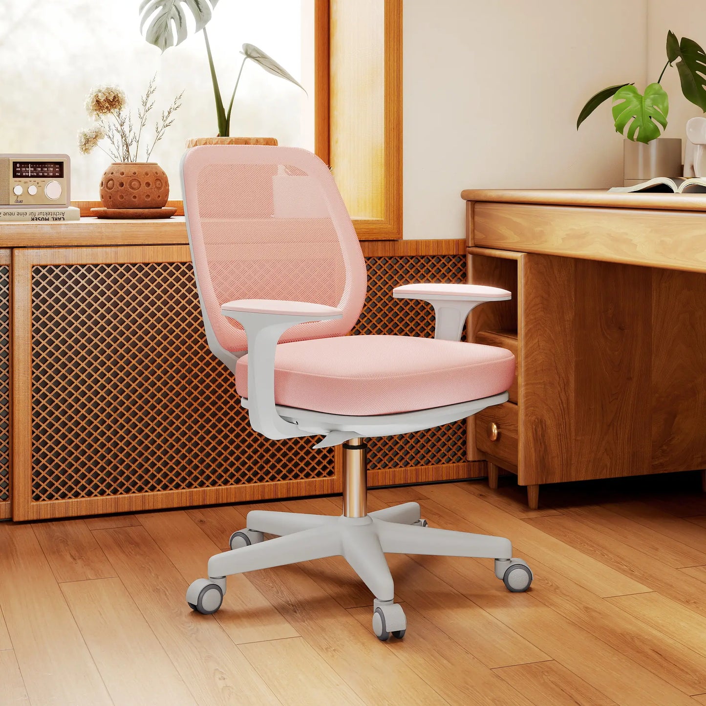 Vinsetto 44-56cm Mesh Back Office Chair with Adjustable Height - Pink
