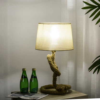 HOMCOM Nautical Style Table Lamp with Fabric Lampshade Metal Frame, 54cm Home Desk Lamp Bedroom Living Room, Beige