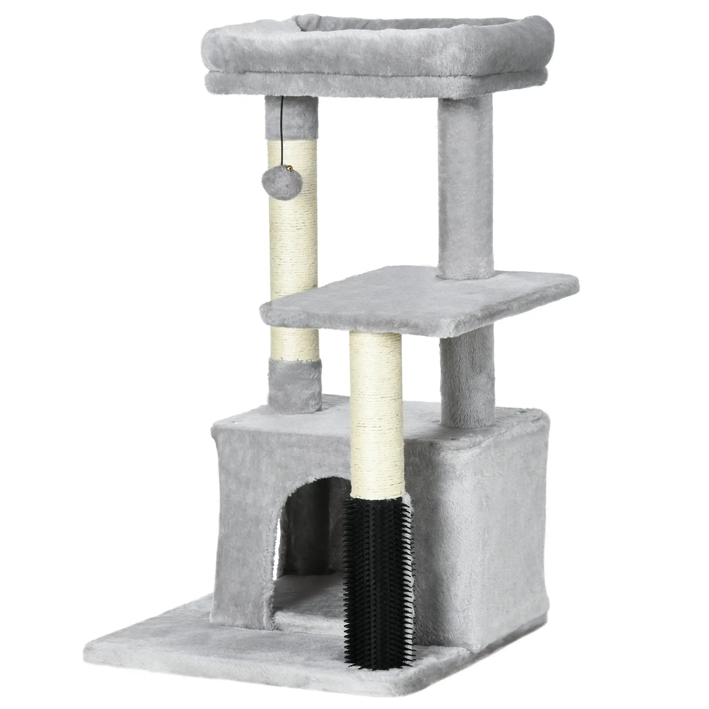 PawHut Cat Tree for Indoor Cats Climbing Tower Kitten Scratch Post Activity Center Kitten with Massage Toy Hanging Ball
