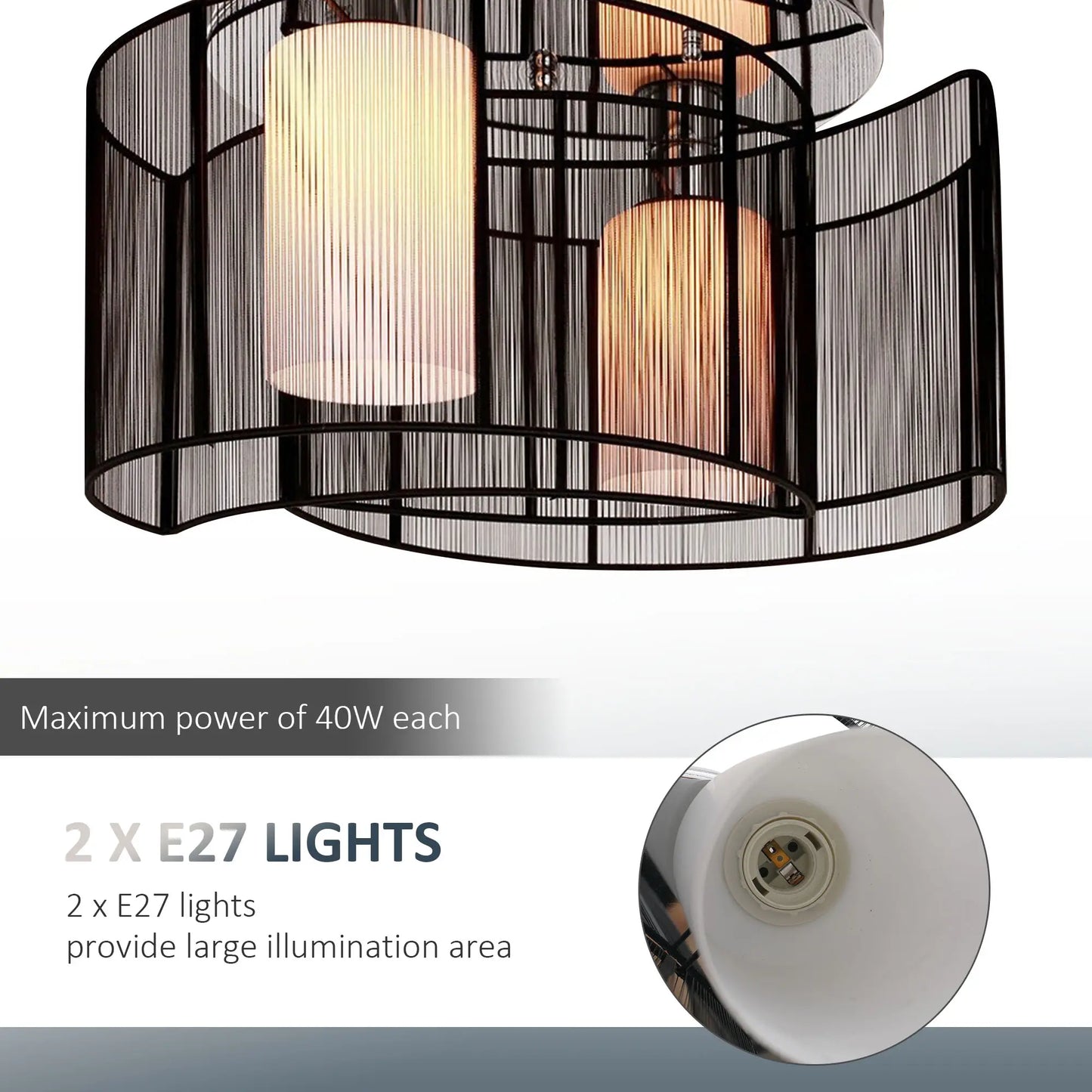 HOMCOM Modern Design Mini Style Flush Mount Ceiling Light Mount with Flush Metal Finish Chandelier for Hallway, Dining Room