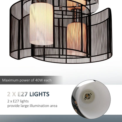 HOMCOM Modern Design Mini Style Flush Mount Ceiling Light Mount with Flush Metal Finish Chandelier for Hallway, Dining Room