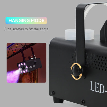 HOMCOM Smoke Fog Machine with 3 RGB LED Lights with 13 Colours and 4 Effects, 450W 2000CFM with Wired and Wireless Remote