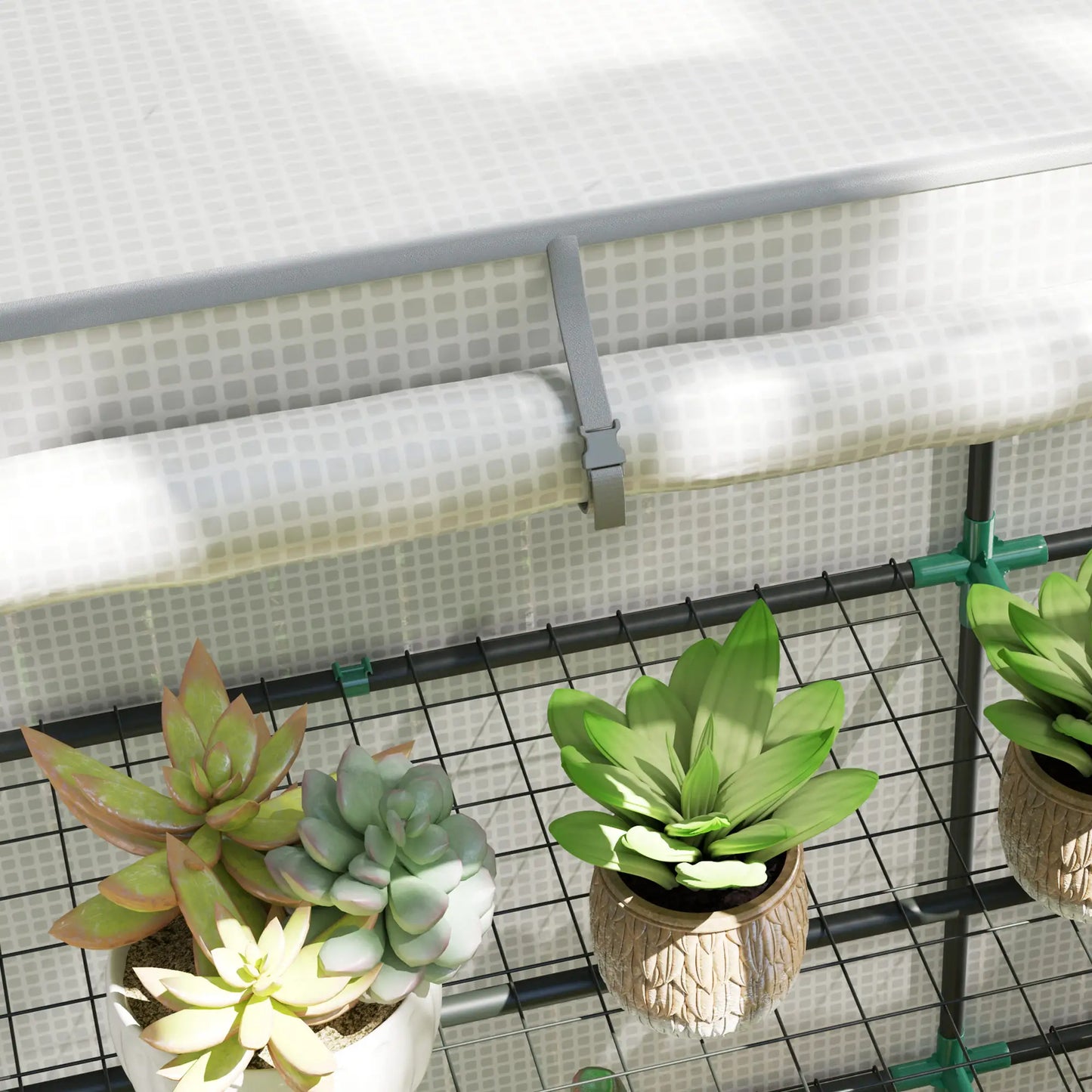 Outsunny Three-Tier Mini Greenhouse, UV Resistant Plastic Cover- White