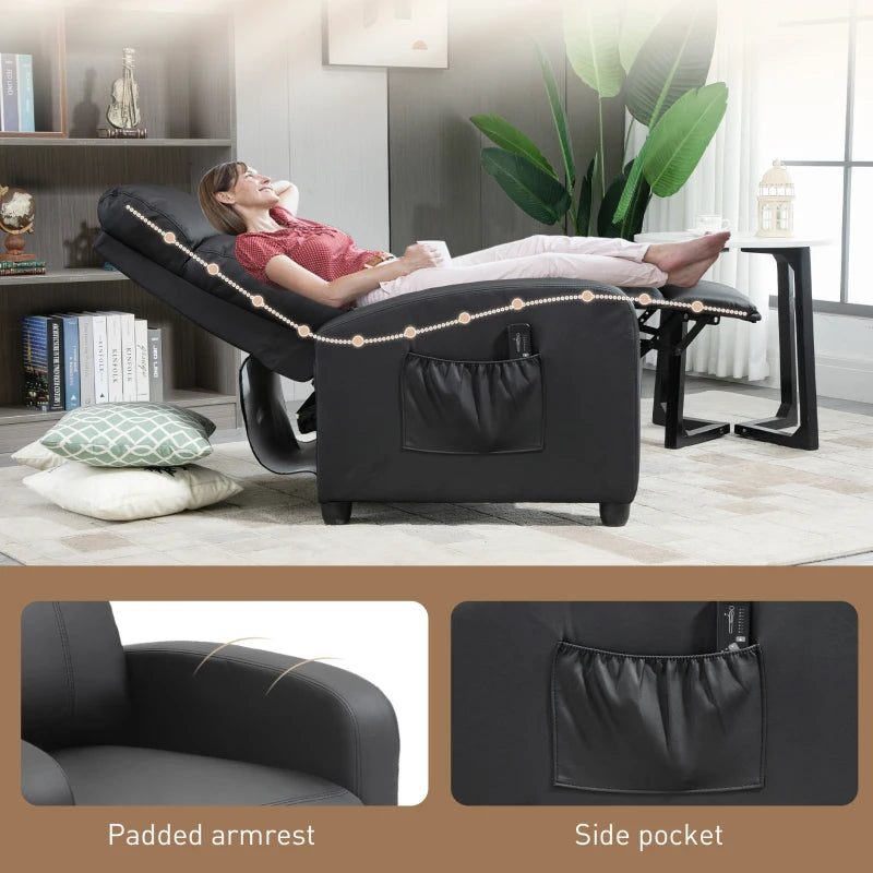 Faux leather electric recliner with massage