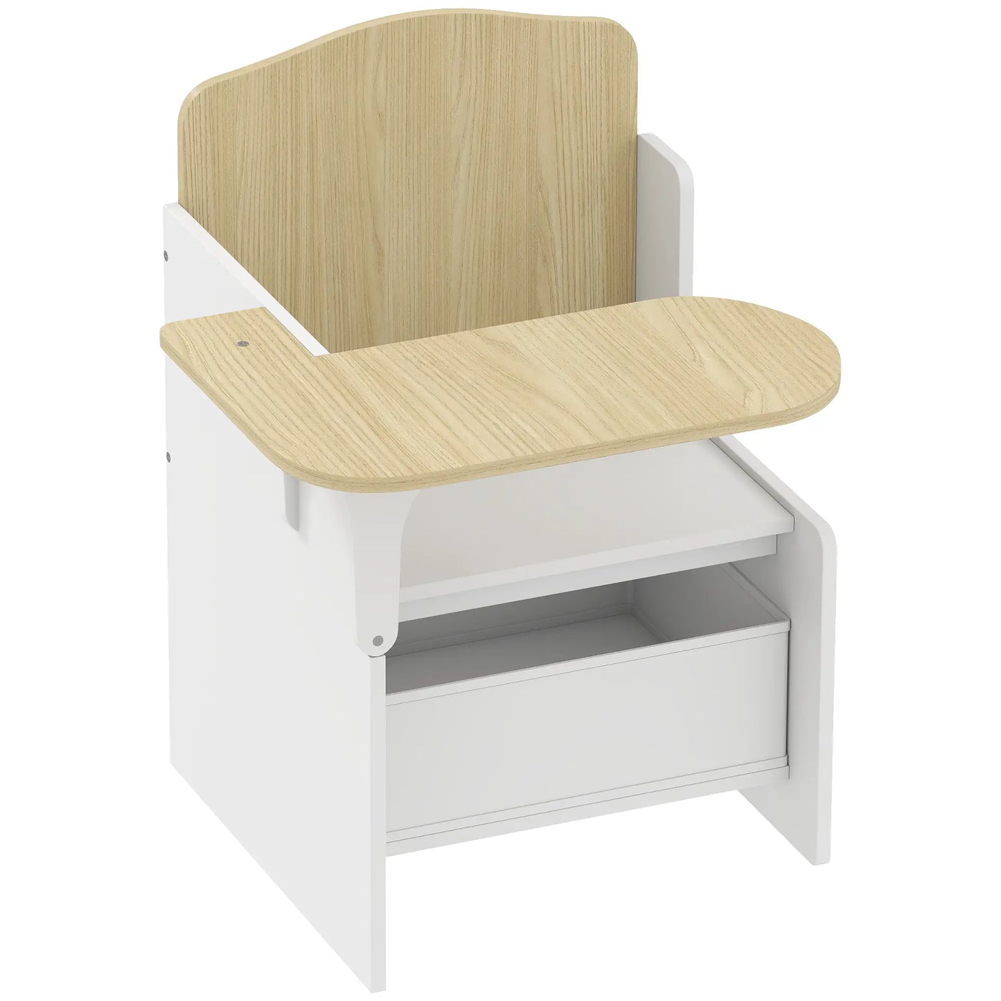 AIYAPLAY Kids Table & Chair Set, Children Desk & Chair with Storage Bins for Playing, Reading, Painting, White