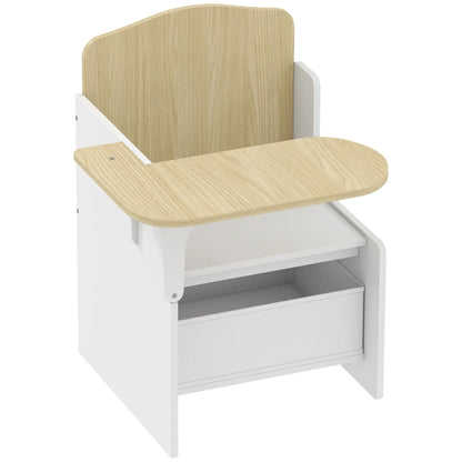 AIYAPLAY Kids Table & Chair Set, Children Desk & Chair with Storage Bins for Playing, Reading, Painting, White