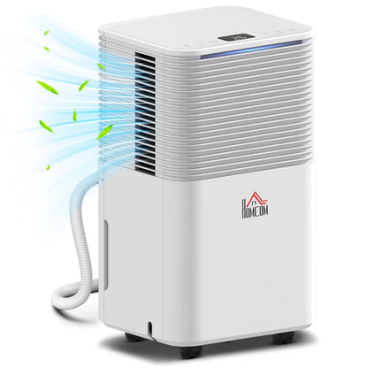 HOMCOM 12L/Day 2000ML Portable Quiet Dehumidifier for Home Bedroom, Basement, Electric Moisture Air De-Humidifier