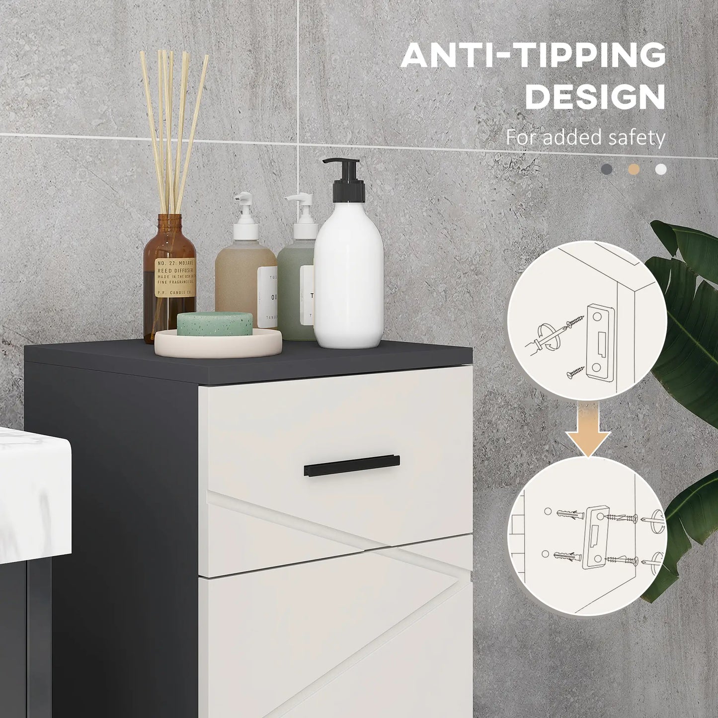 kleankin Slim Bathroom Cabinet, Narrow Bathroom Storage Cabinet with Drawer, Door Cupboard, Adjustable Shelf, Grey