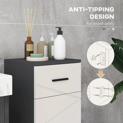 kleankin Slim Bathroom Cabinet, Narrow Bathroom Storage Cabinet with Drawer, Door Cupboard, Adjustable Shelf, Grey