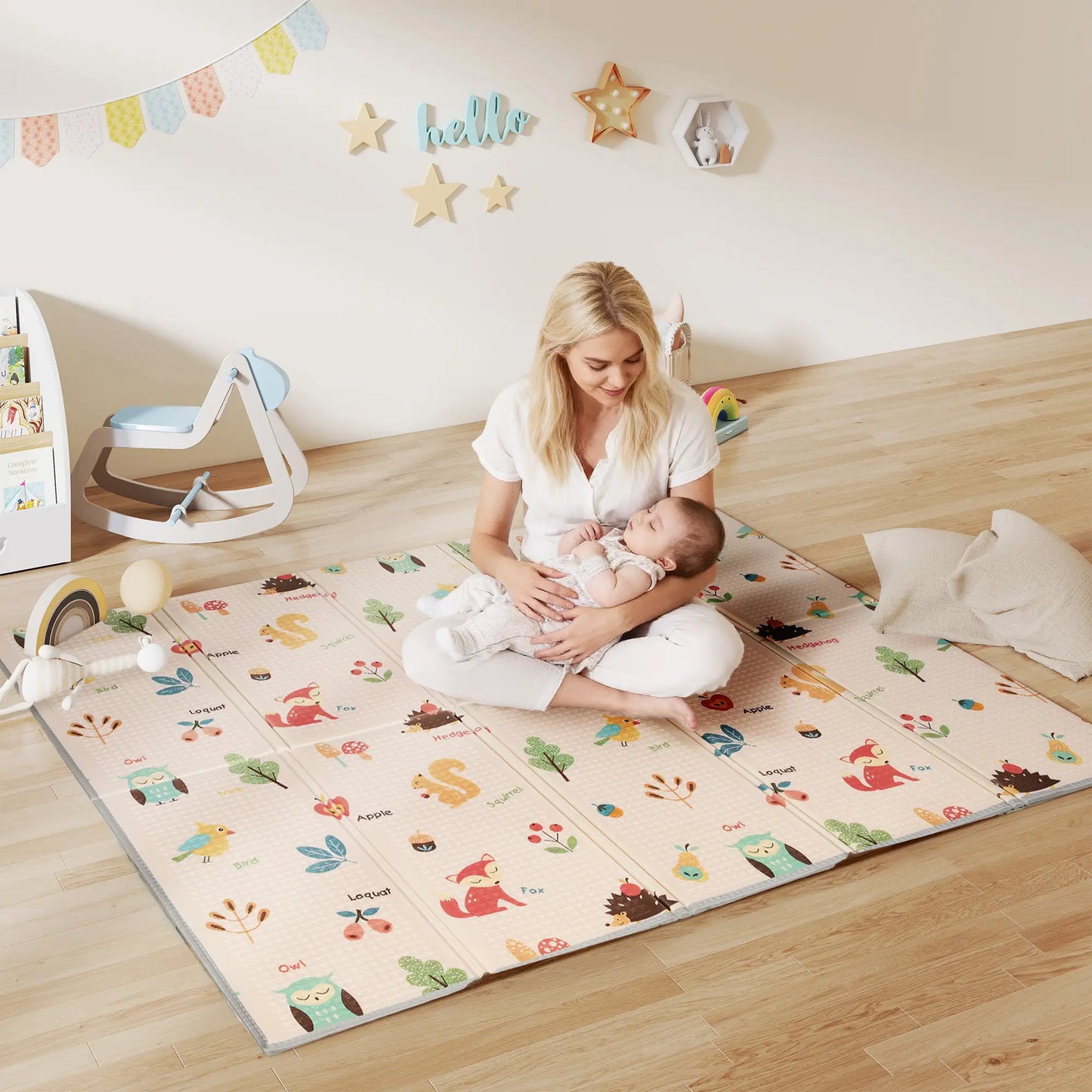 AIYAPLAY Foldable Baby Play Mat Double-Sided, Reversible Foam Soft Crawling Mat for Toddlers