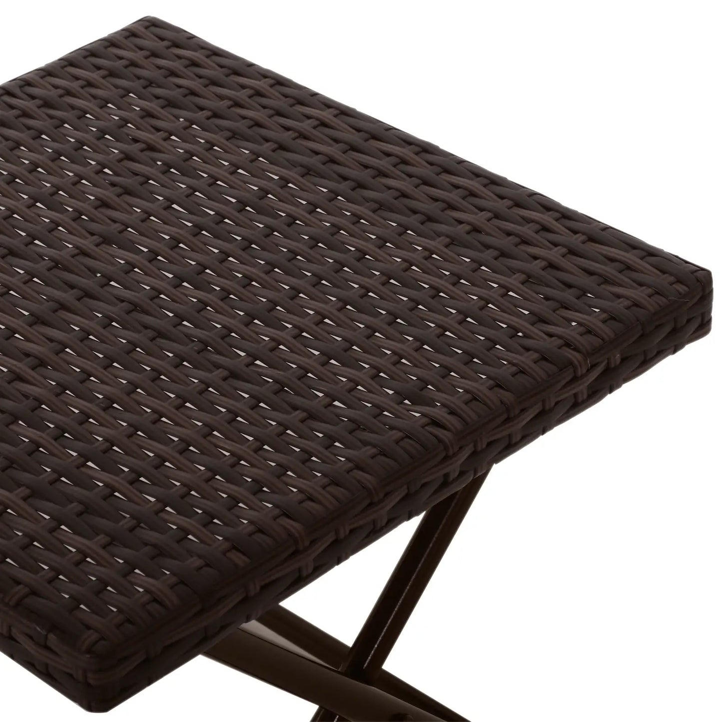 Outsunny Folding Rattan Garden Coffee Table, Small Square Outdoor Bistro Side Table for Patio, Balcony, Porch, Brown