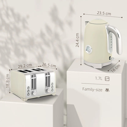 HOMCOM Retro 3000W Kettle and Toaster Kitchen Set