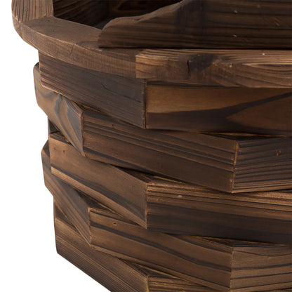 Outsunny Wooden Garden Wishing Well Fountain Barrel Waterfall Rustic Wood with Pump Garden Décor Ornament