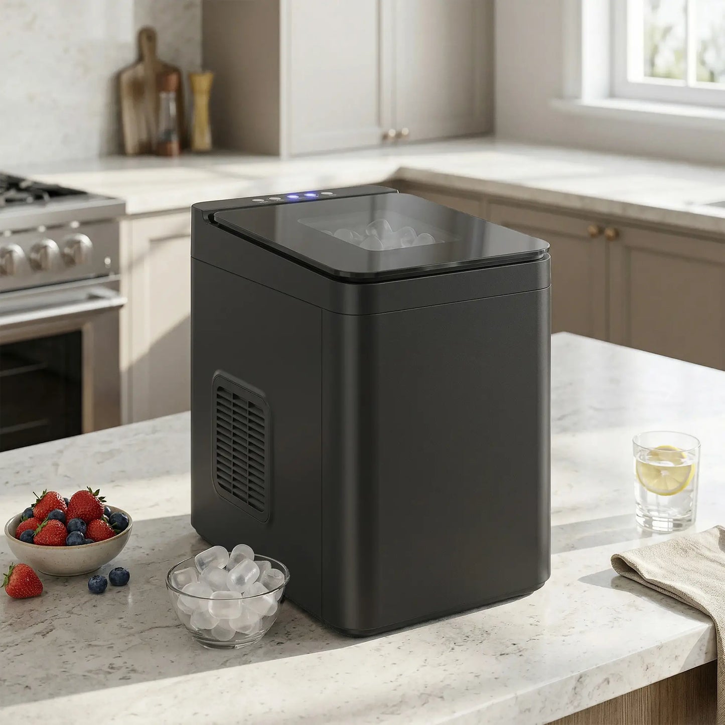 HOMCOM Countertop Ice Maker Machine Self-Cleaning Compact Ice Machine with Ice Scoop & Basket, Black