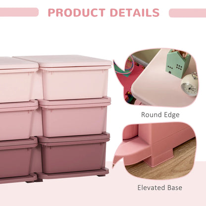 HOMCOM Kids Storage Organiser Unit, with Six Compartments Drawers - Pink