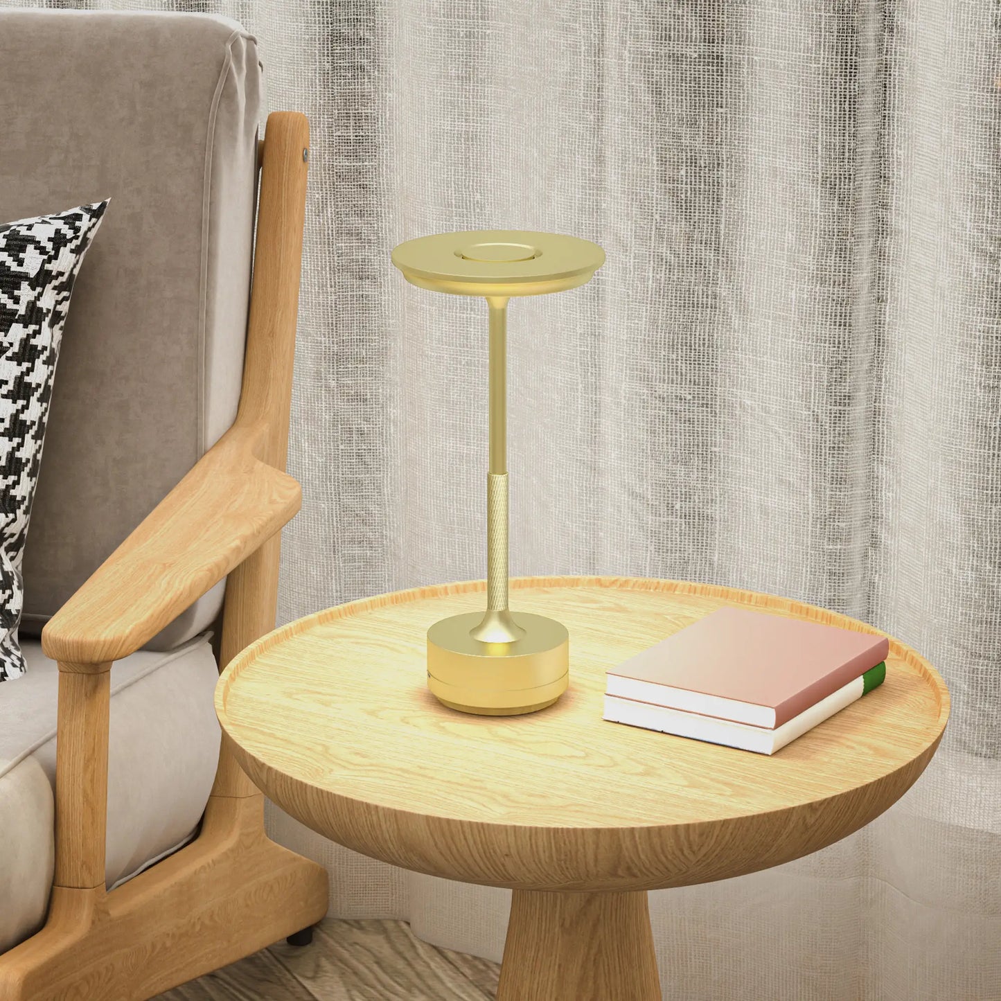 HOMCOM Cordless Table Lamp, Touch LED Desk Lamp with 4000mAh Rechargeable Battery, 3 Colour, for Bedroom Living Room