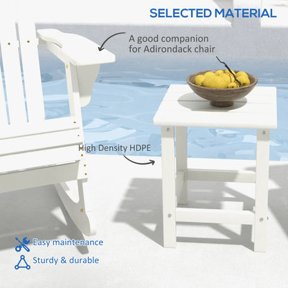 Outsunny Square Coffee Table, HDPE Tabletop and Frame for Porch, Garden, Side Table, White