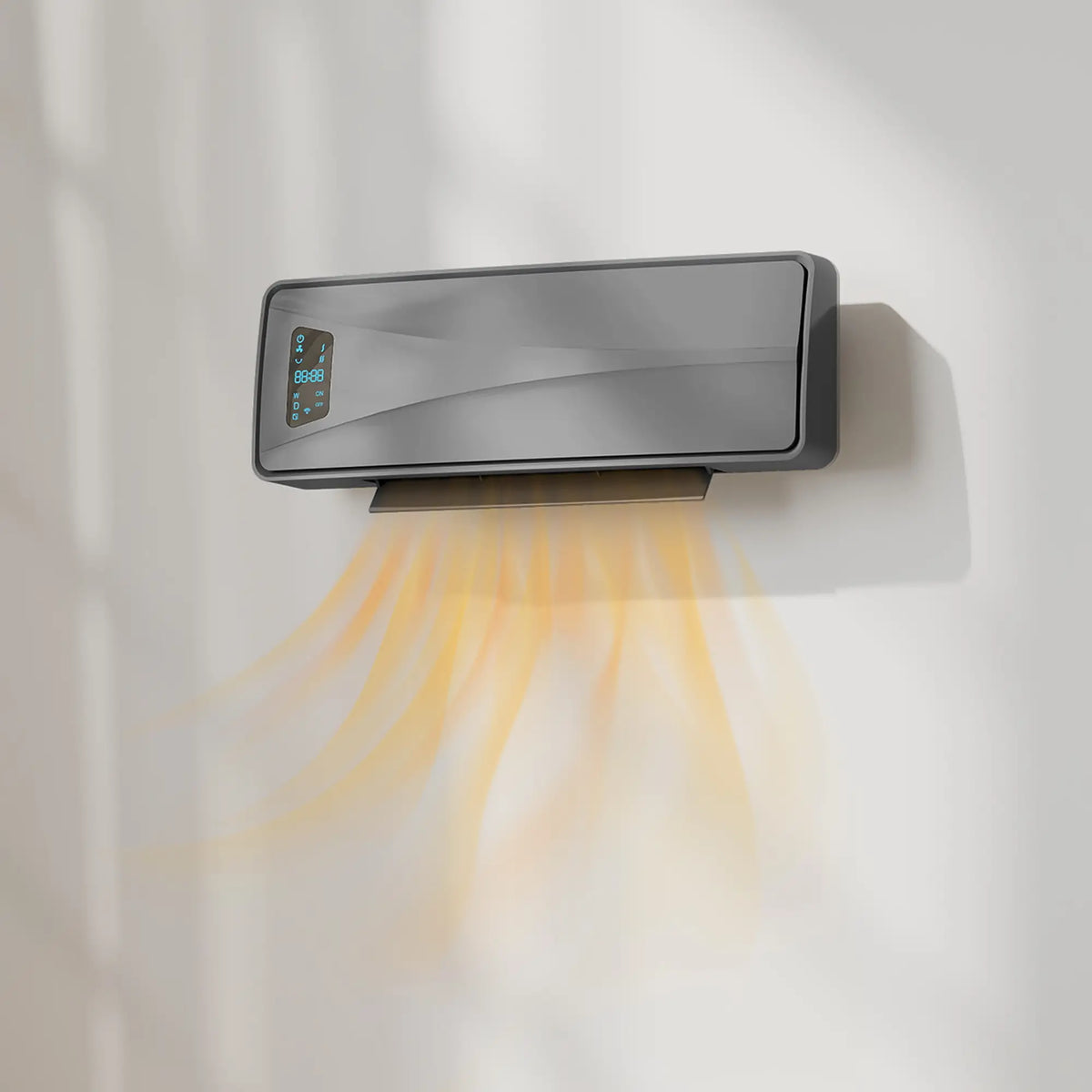 HOMCOM 2000W Ceramic Electric Heater with Fan, Adjustable Thermostat, Wall Mounted - Grey