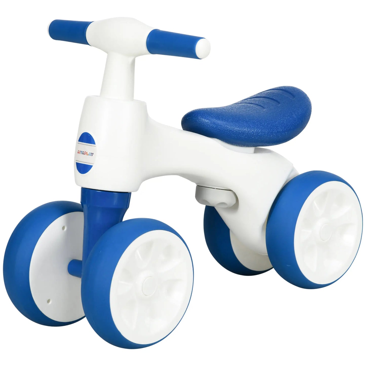 AIYAPLAY Balance Bike for Ages 18-36 Months, with Anti-Slip Handlebars, Four Wheels, No Pedal - Blue
