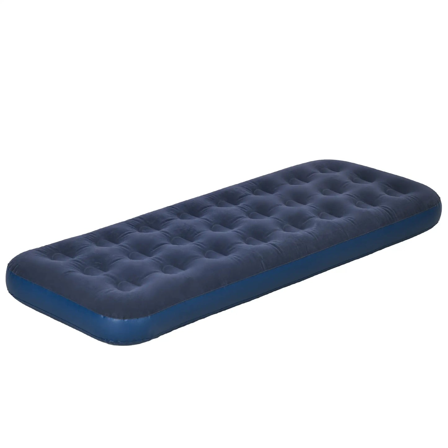 Outsunny Single Air Bed with Hand Pump, Inflatable Mattress & Flocked Surface for Guest, Camping, Travel, Blue