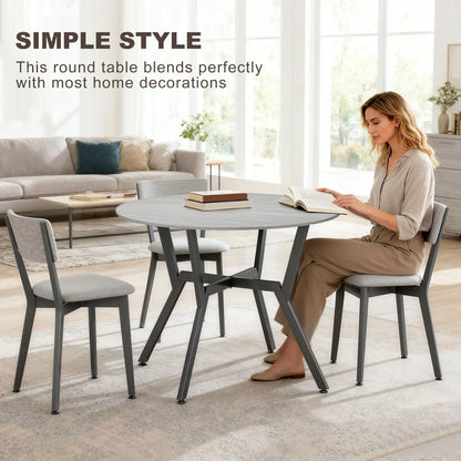 HOMCOM Round Kitchen Dining Table with Anti-Slip Foot Pads for Living Room, Dining Room, Grey